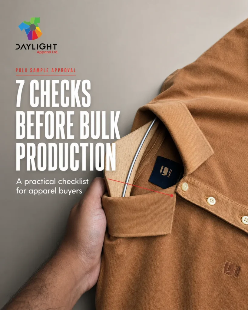 Polo shirt sample approval checklist before bulk production