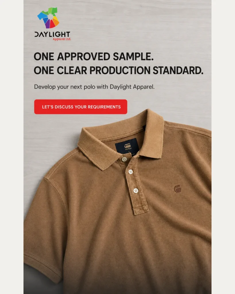 Polo shirt sample approval standard for consistent bulk production